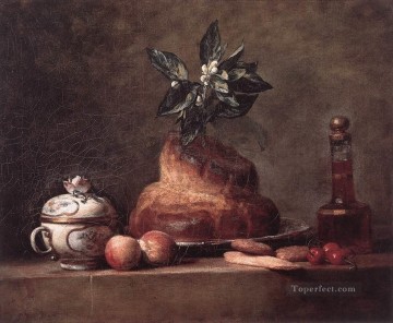 古典的な静物画 Painting - ラ・ブリオッシュケーキ ジャン・バティスト・シメオン・シャルダンの静物画